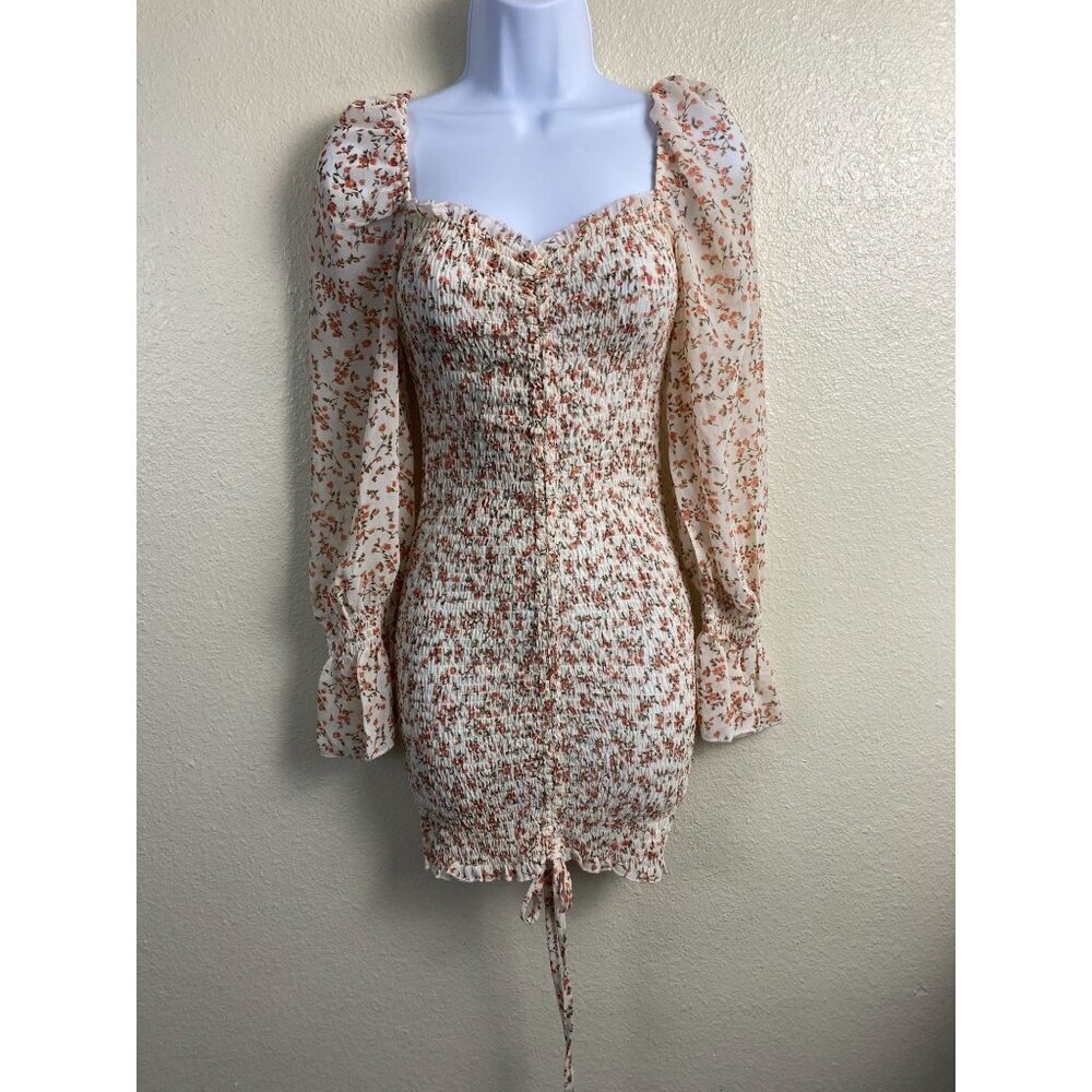 NEW O. Vianca Smocked Ditsy Floral Long Sleeve Dress Size Small Coquette Prairie